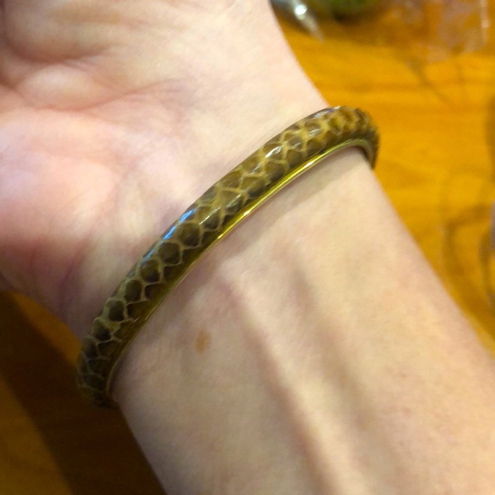 Vintage Gucci Gold GG Brown Snakeskin Bracelet - Picture 2 of 6